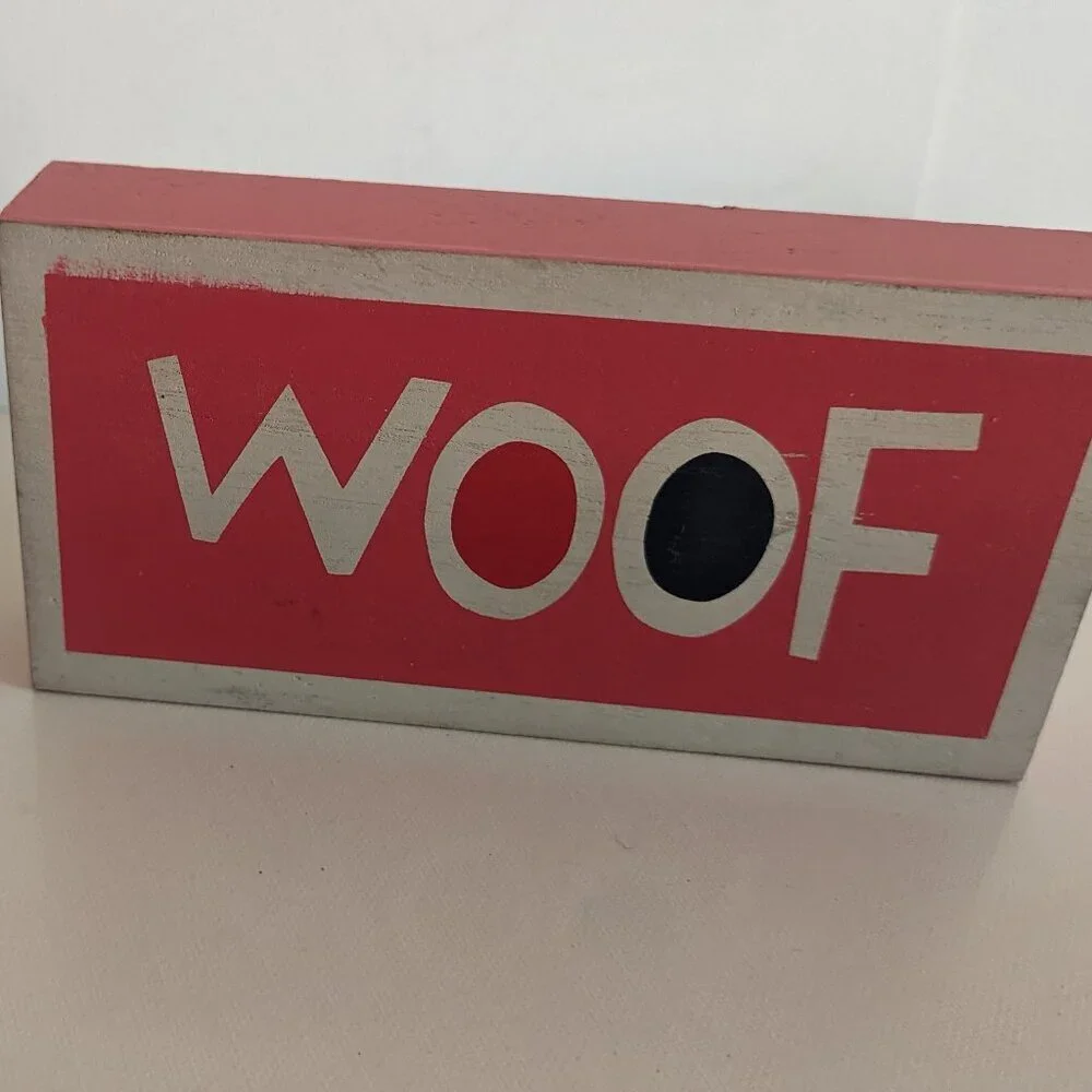 NWT Pink 'WOOF' Wooden Box Sign Home Table Decor Michael's Pets Dog Animals NEW - Picture 4 of 6